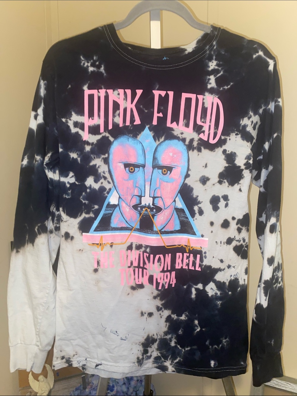 Pink Floyd Tie-Dye Long Sleeve Tee with Pink Graphic